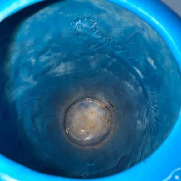 Signed 7” Tall Bright Blue & White Woodland Scene Bud Vase (Ginger Jar W/O Lid) - Picture 13 of 16